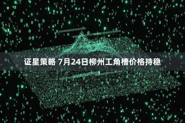 证星策略 7月24日柳州工角槽价格持稳