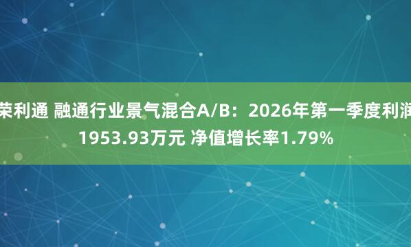 荣利通 融通行业景气混合A/B：2026年第一季度利润1953.93万元 净值增长率1.79%